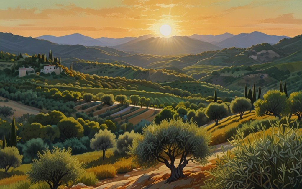 Albania — a landscape evoking the country, painted illustration