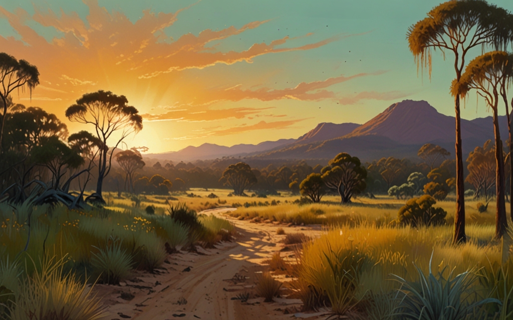 Australia — a landscape evoking the country, painted illustration