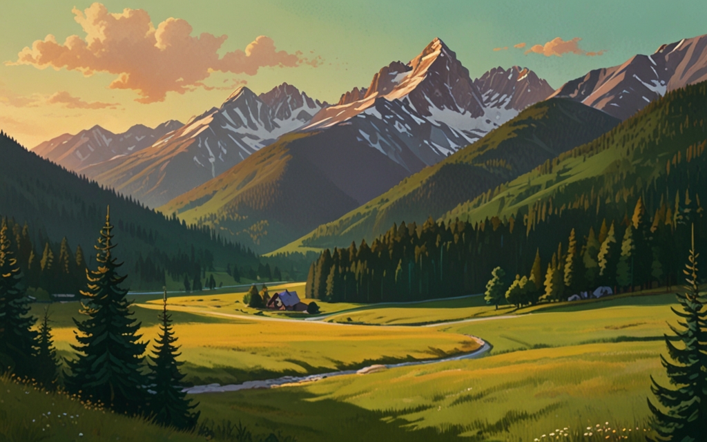 Austria — a landscape evoking the country, painted illustration