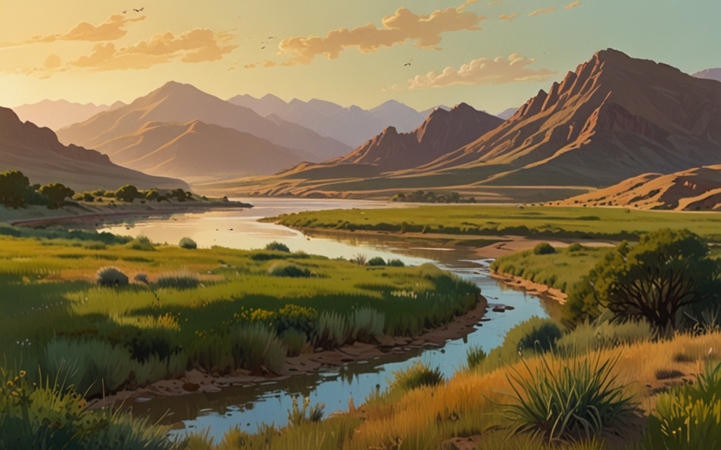 Azerbaijan — a landscape evoking the country, painted illustration