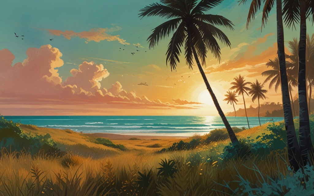 Barbados — a landscape evoking the country, painted illustration