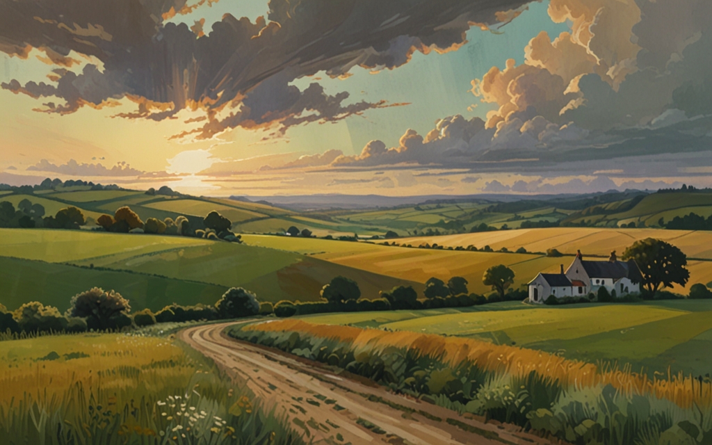 Belgium — a landscape evoking the country, painted illustration