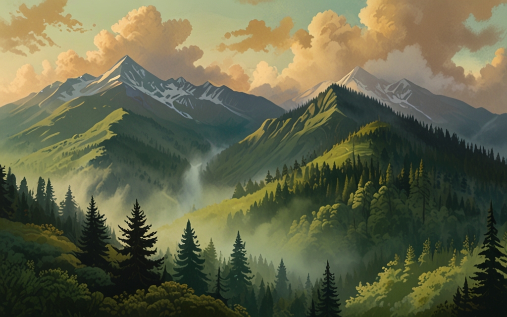 Bhutan — a landscape evoking the country, painted illustration