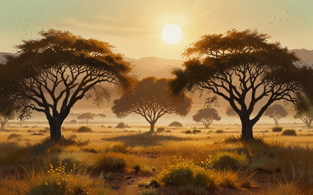 Botswana — a landscape evoking the country, painted illustration