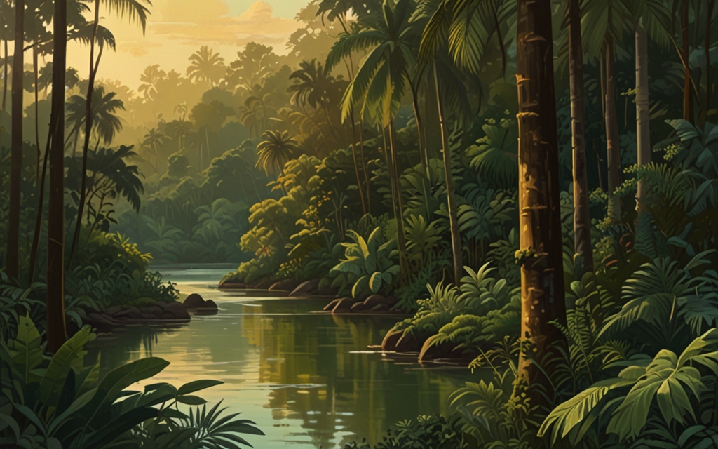 Brazil — a landscape evoking the country, painted illustration