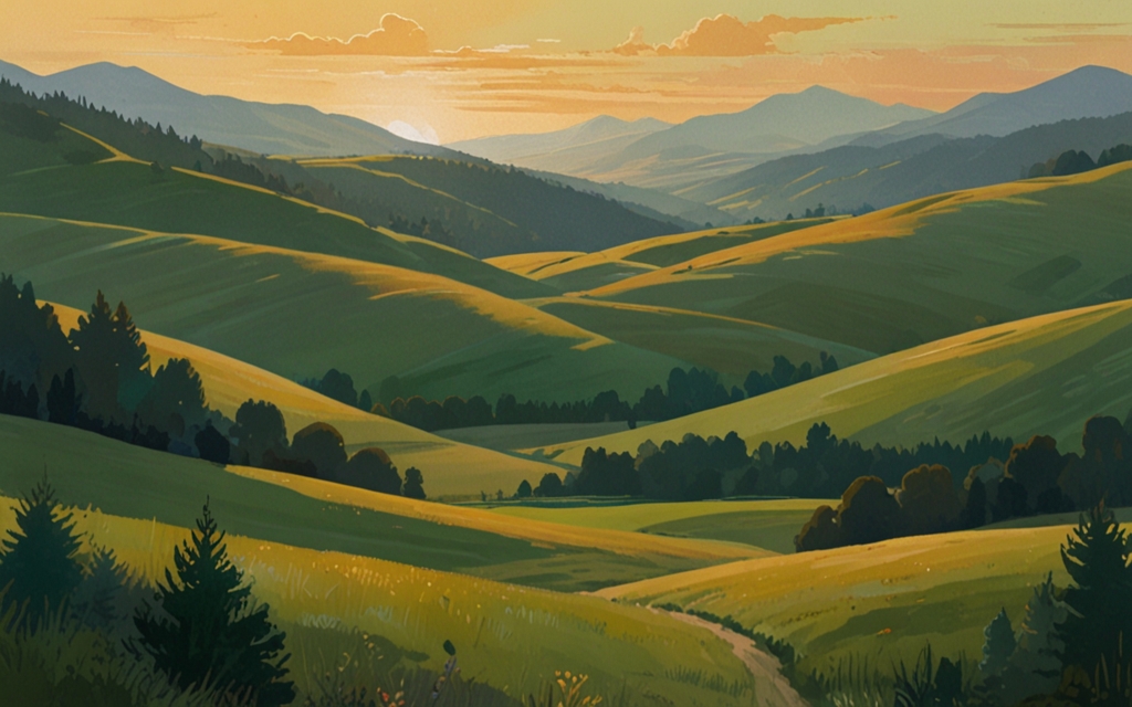 Bulgaria — a landscape evoking the country, painted illustration