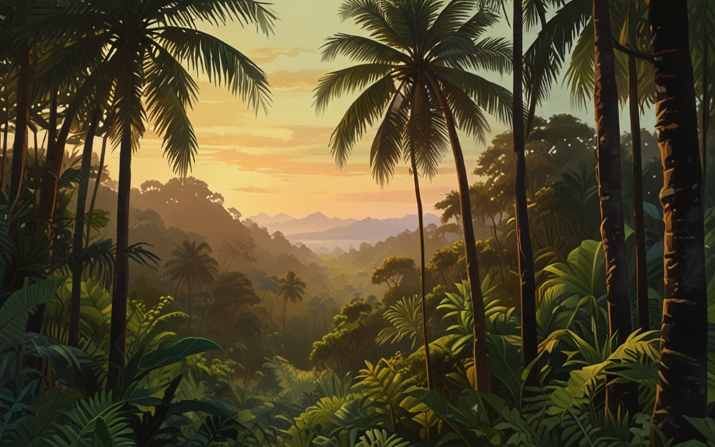 Cambodia — a landscape evoking the country, painted illustration