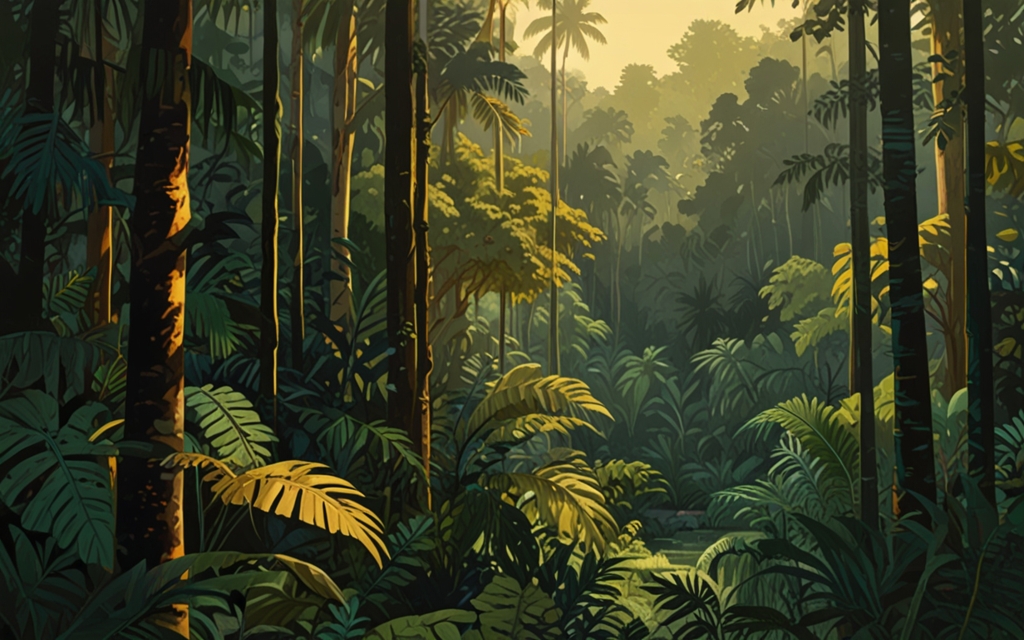 Cameroon — a landscape evoking the country, painted illustration