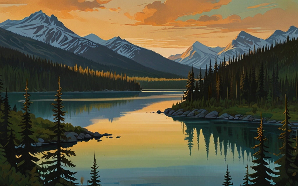 Canada — a landscape evoking the country, painted illustration
