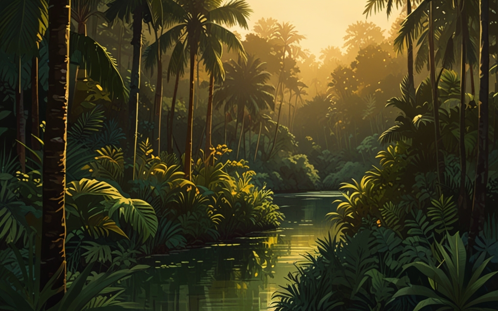 Côte d'Ivoire — a landscape evoking the country, painted illustration