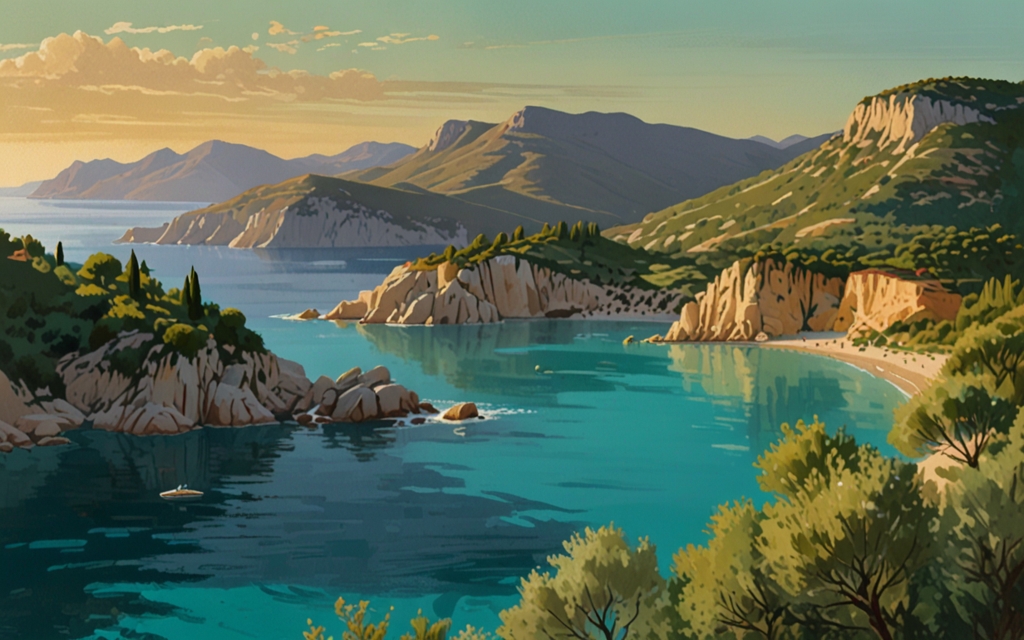 Croatia — a landscape evoking the country, painted illustration