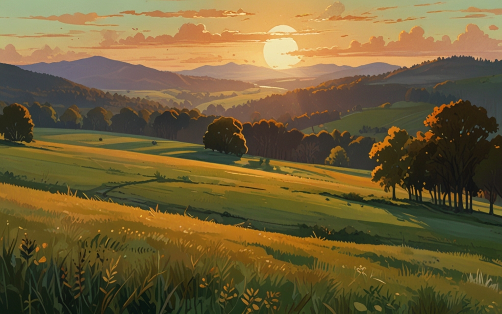 Denmark — a landscape evoking the country, painted illustration