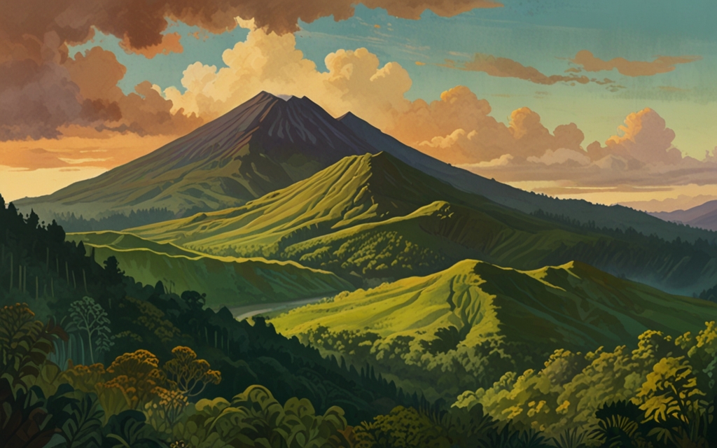 Ecuador — a landscape evoking the country, painted illustration