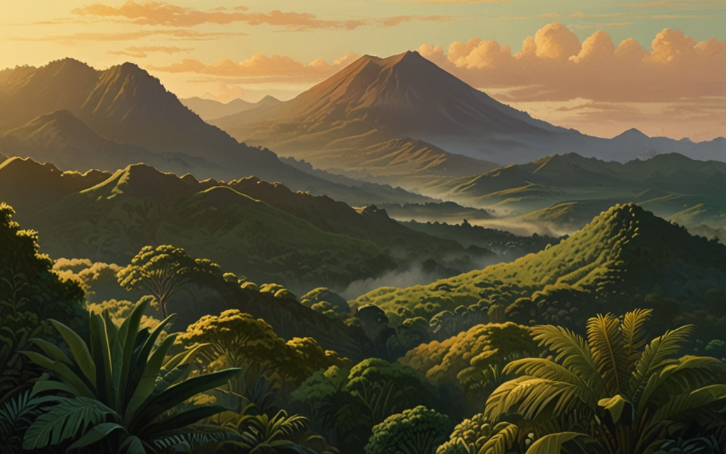 El Salvador — a landscape evoking the country, painted illustration