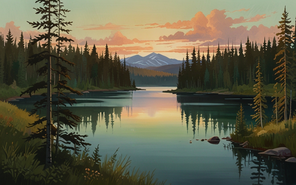 Finland — a landscape evoking the country, painted illustration