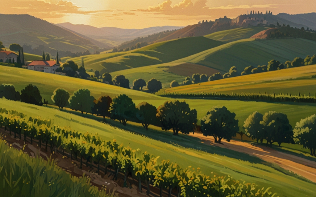 France — a landscape evoking the country, painted illustration