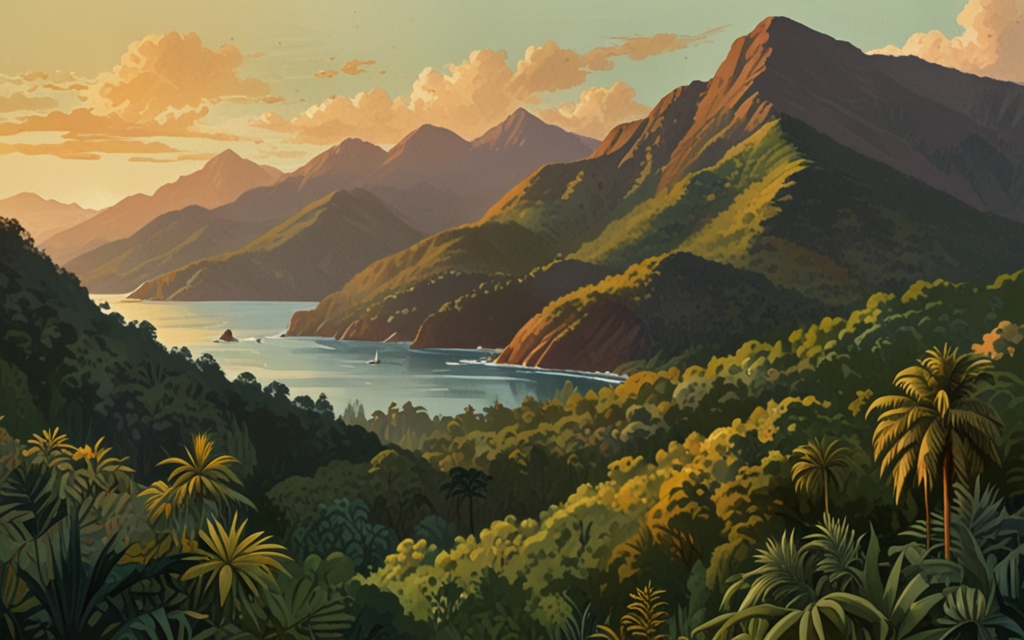 Georgia — a landscape evoking the country, painted illustration