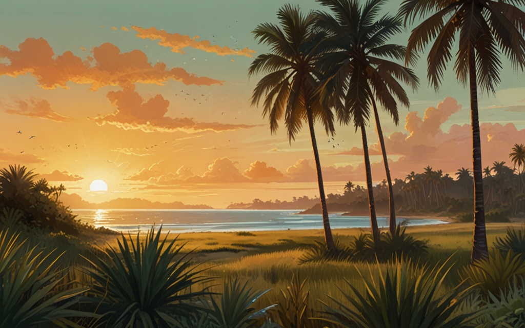 Ghana — a landscape evoking the country, painted illustration