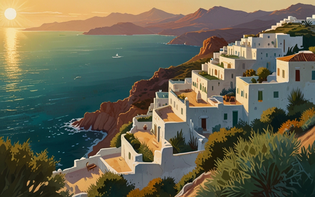 Greece — a landscape evoking the country, painted illustration
