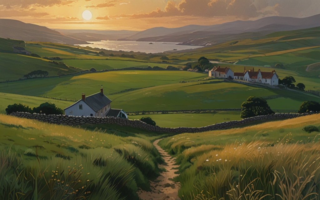 Ireland — a landscape evoking the country, painted illustration