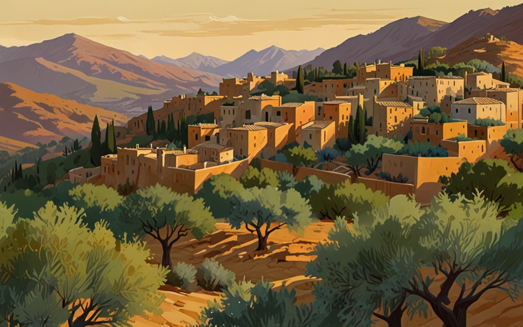 Israel — a landscape evoking the country, painted illustration