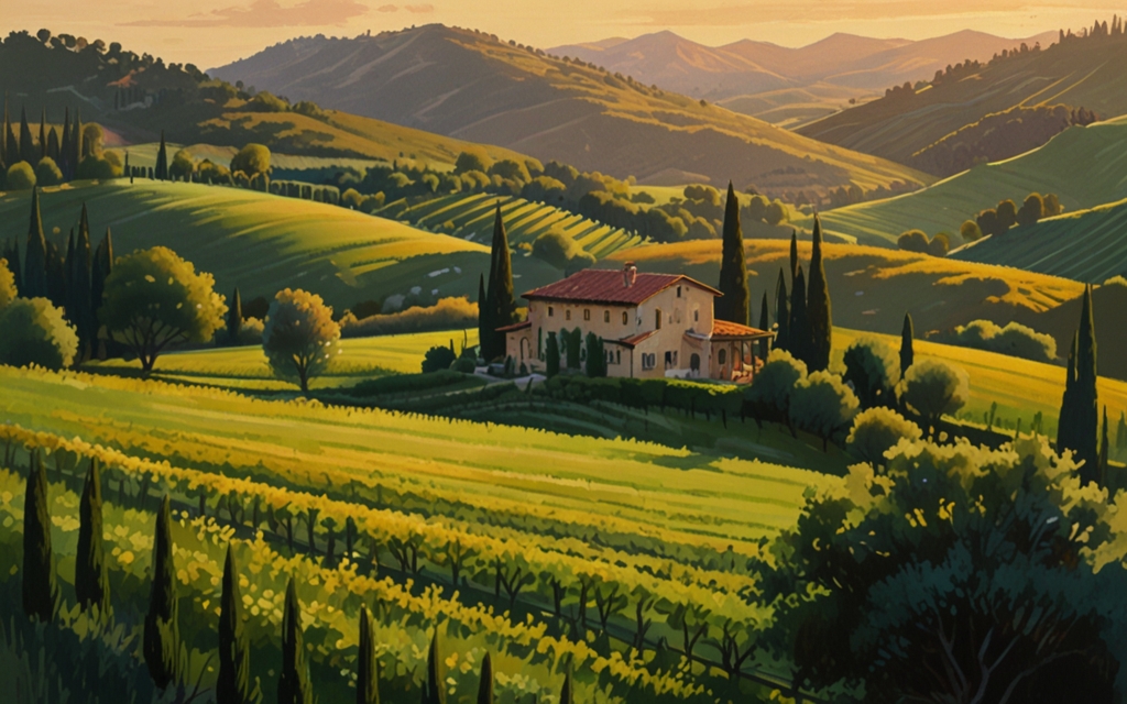 Italy — a landscape evoking the country, painted illustration