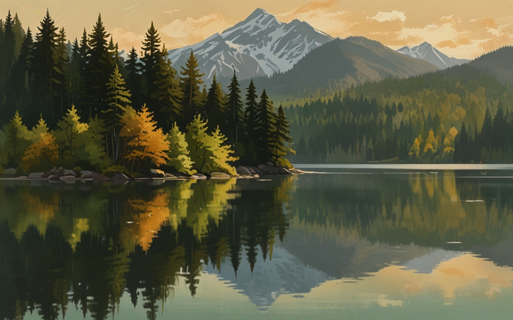 Japan — a landscape evoking the country, painted illustration