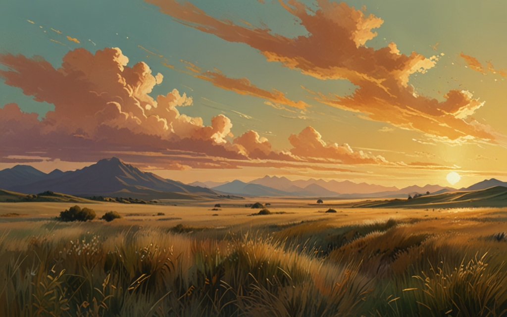 Kazakhstan — a landscape evoking the country, painted illustration