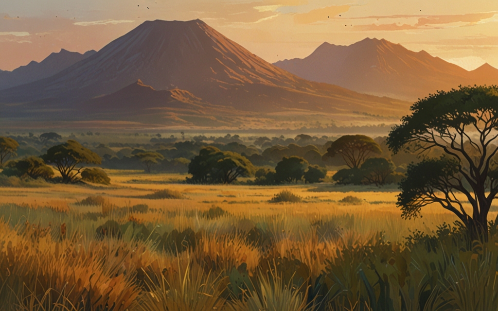 Kenya — a landscape evoking the country, painted illustration