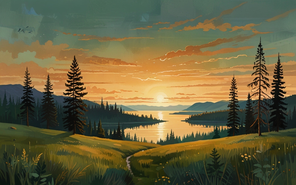 Latvia — a landscape evoking the country, painted illustration