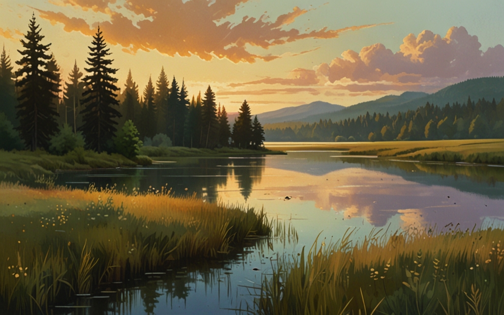 Lithuania — a landscape evoking the country, painted illustration