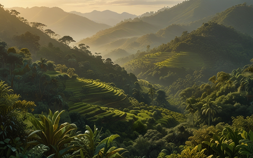 Malaysia — a landscape evoking the country, painted illustration