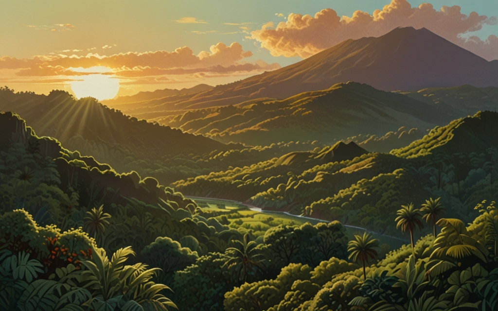 Mauritius — a landscape evoking the country, painted illustration