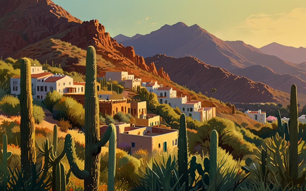 Mexico — a landscape evoking the country, painted illustration