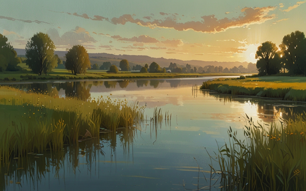 Netherlands — a landscape evoking the country, painted illustration