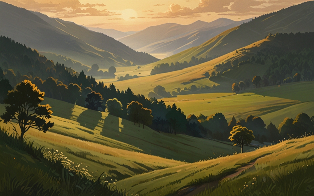 New Zealand — a landscape evoking the country, painted illustration