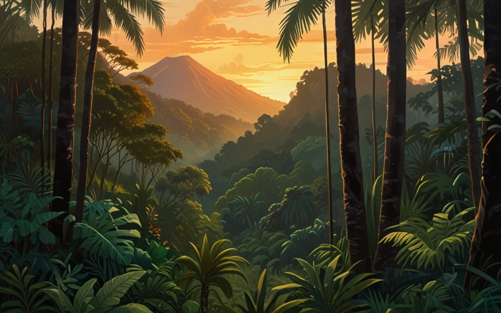 Nicaragua — a landscape evoking the country, painted illustration