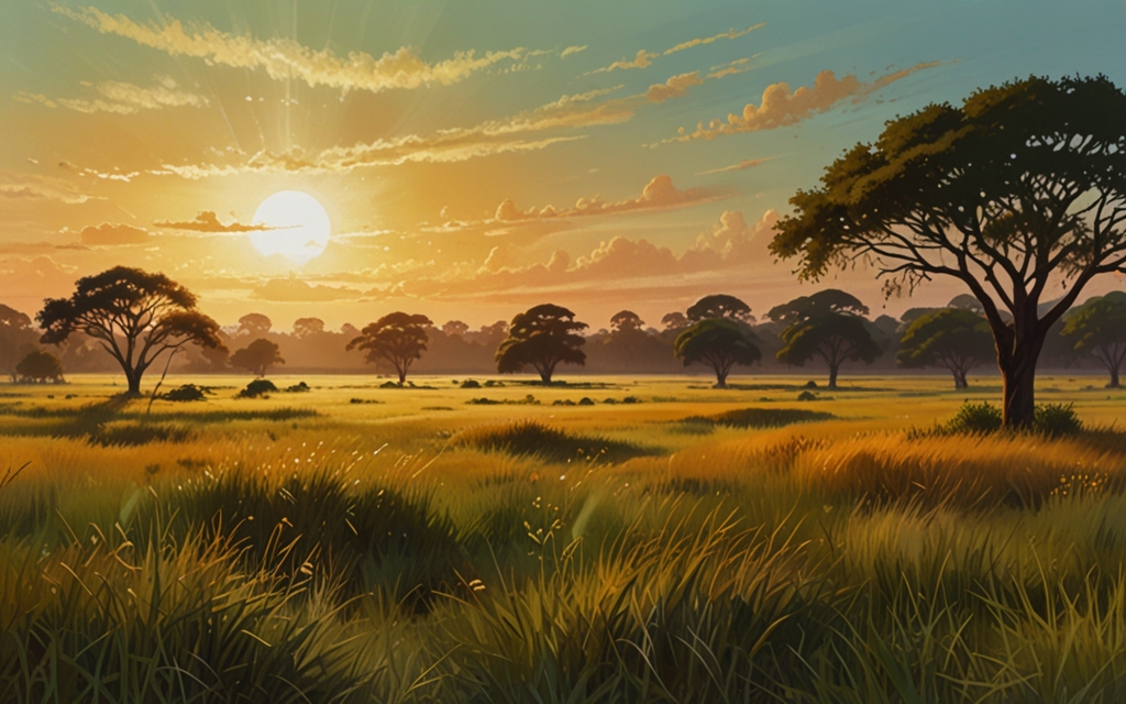 Nigeria — a landscape evoking the country, painted illustration