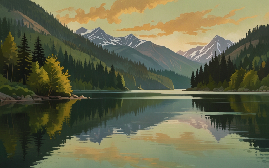 North Macedonia — a landscape evoking the country, painted illustration