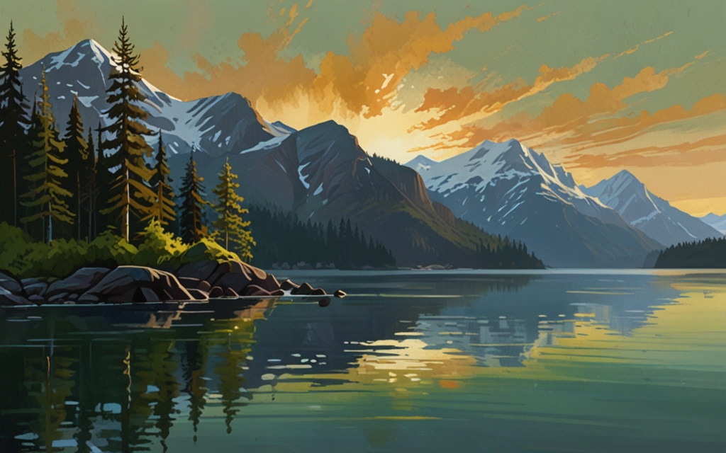 Norway — a landscape evoking the country, painted illustration