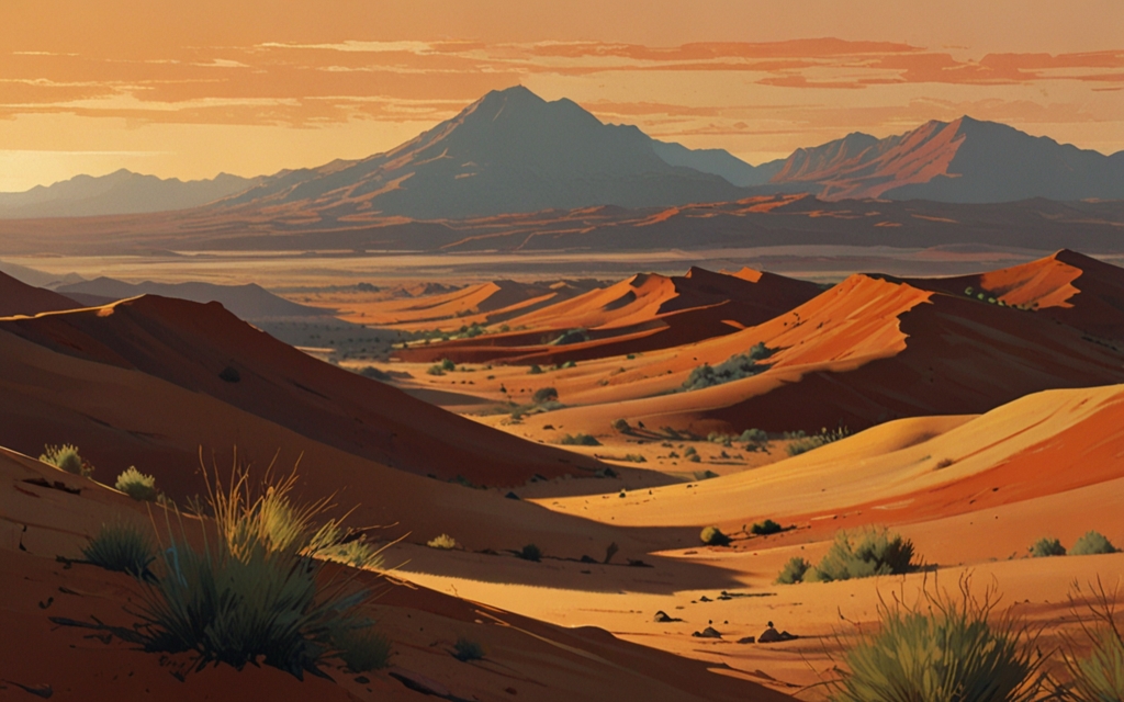 Saudi Arabia — a landscape evoking the country, painted illustration