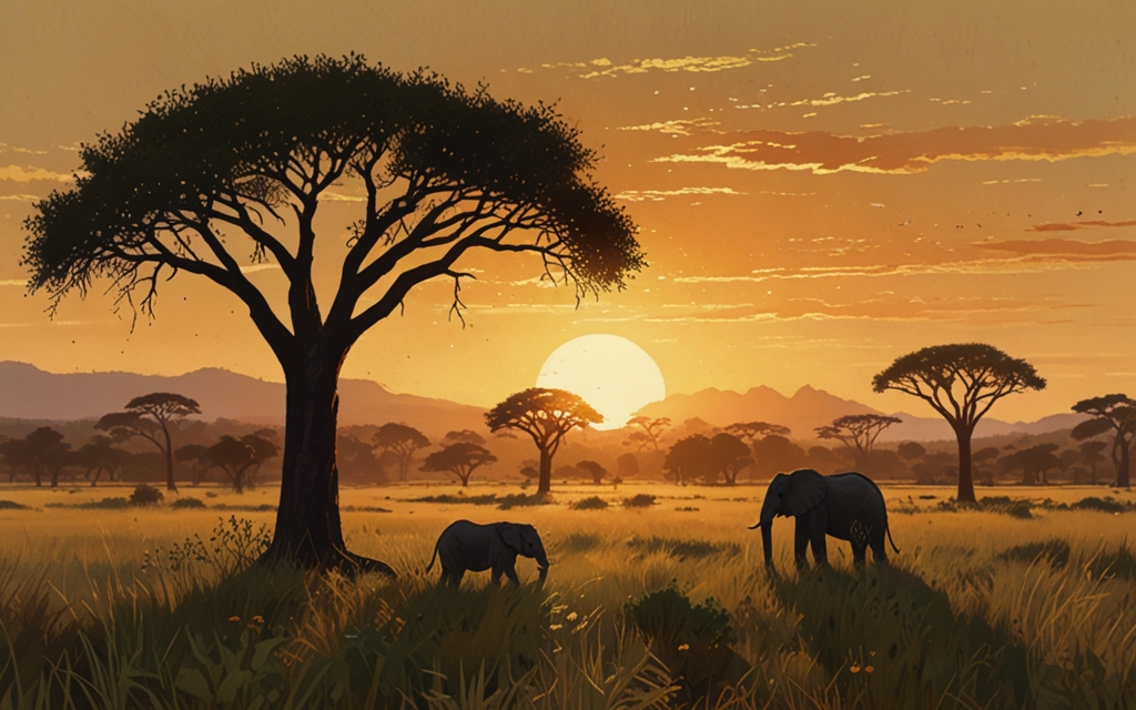 Senegal — a landscape evoking the country, painted illustration
