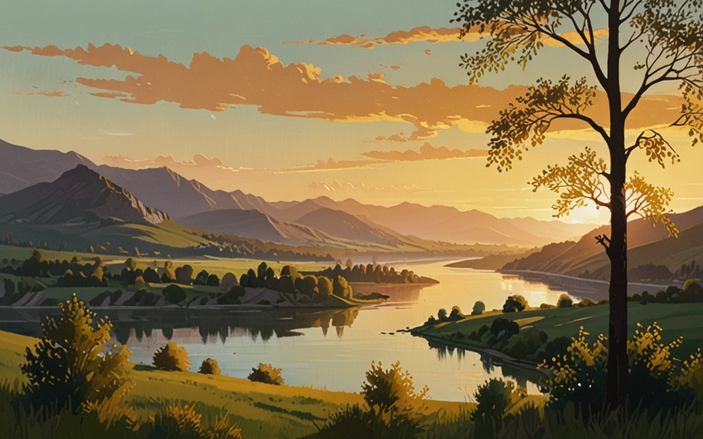 Serbia — a landscape evoking the country, painted illustration