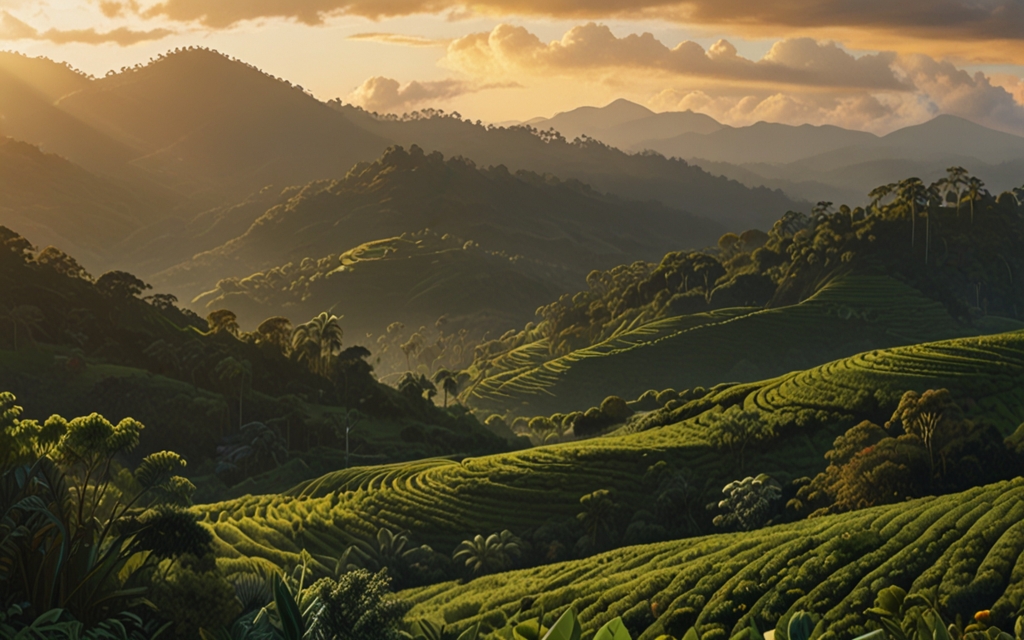 Sri Lanka — a landscape evoking the country, painted illustration