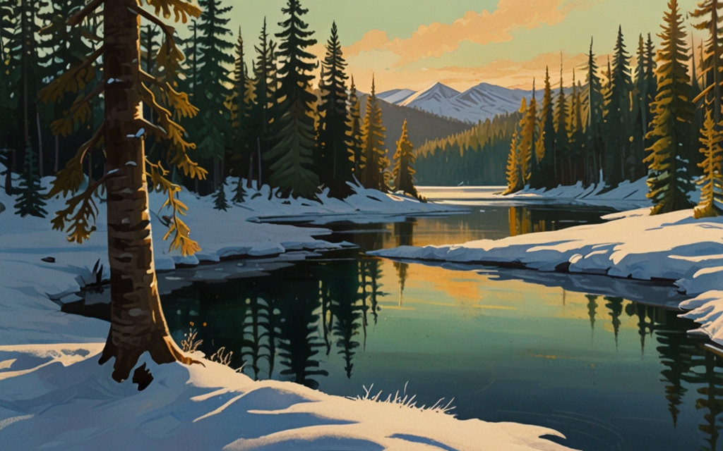 Sweden — a landscape evoking the country, painted illustration