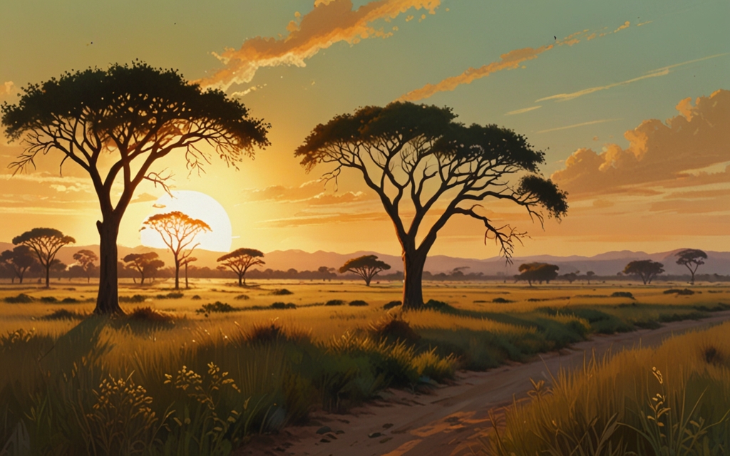 Tanzania — a landscape evoking the country, painted illustration