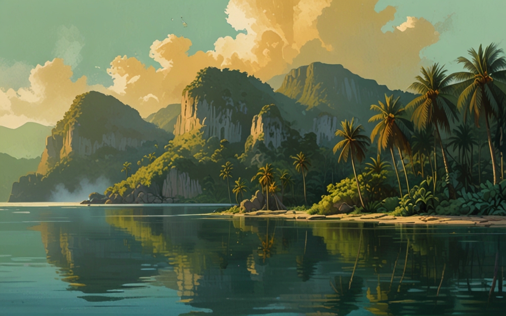 Thailand — a landscape evoking the country, painted illustration