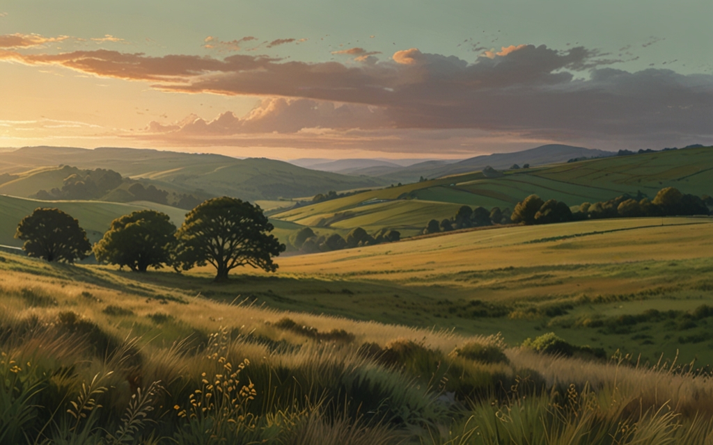 United Kingdom — a landscape evoking the country, painted illustration