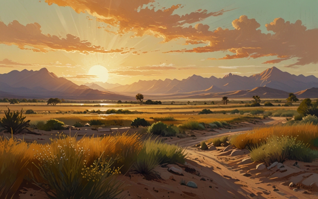 Uzbekistan — a landscape evoking the country, painted illustration