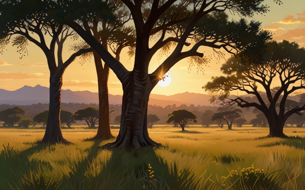 Zambia — a landscape evoking the country, painted illustration
